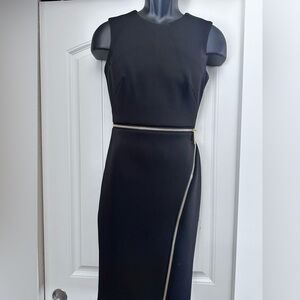 Calvin Klein Black Dress with Gold Zipper Accents